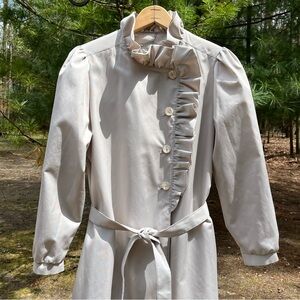 80s Misty Harbor Ruffle Trench Coat Victorian Girly Coquette